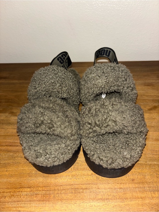 UGG Shoes - UGG Plush Double-Strap Shearling Slides in Olive NWOB